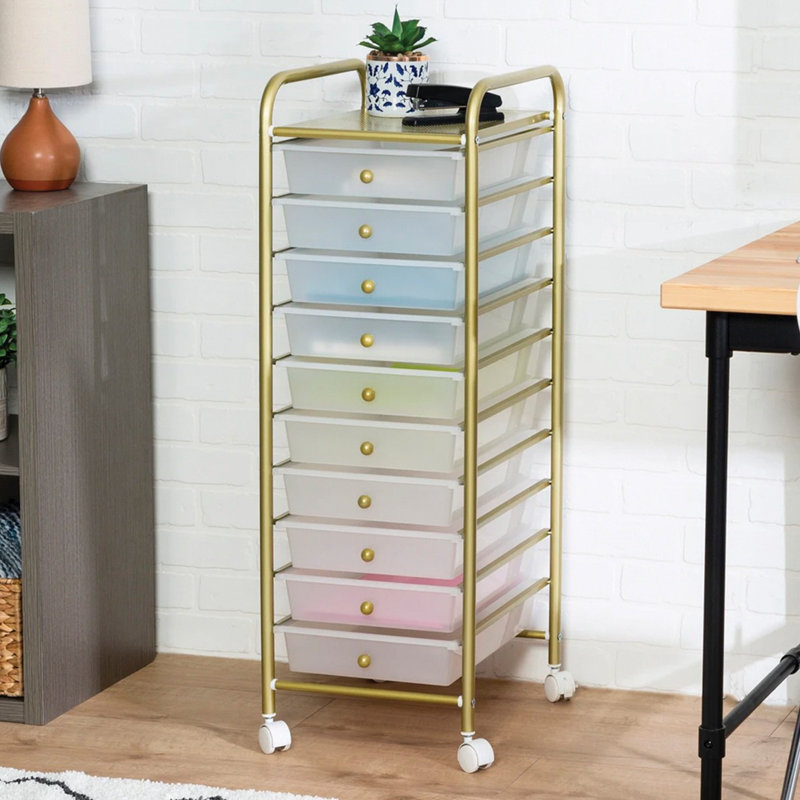 HoneyCanDo 10Drawer Rolling Storage Cart With Plastic Drawers